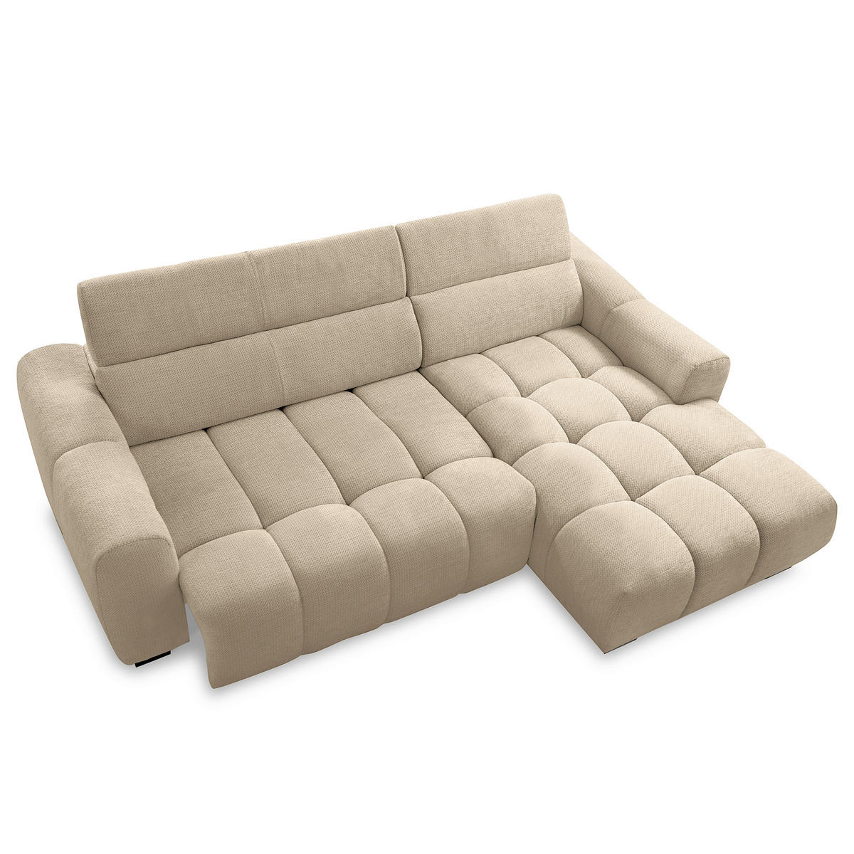 ECKSOFA  Webstoff Beige  - Beige/Schwarz, Design, Kunststoff/Textil (274/177cm) - Livetastic