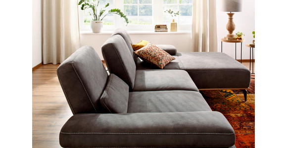 ECKSOFA in Mikrofaser Hellbraun  298/176 cm  - Hellbraun/Beige, Design, Textil/Metall (298/176cm) - Valnatura