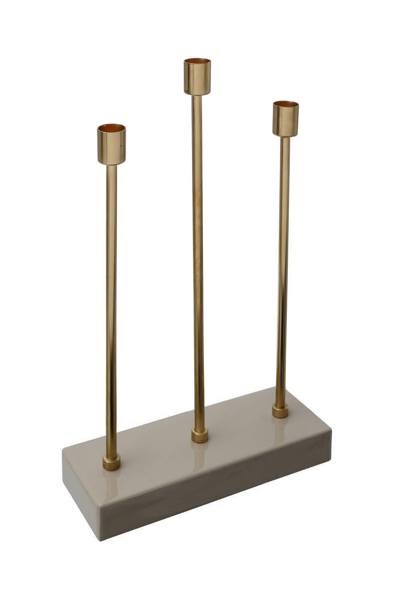 LJUSSTAKE  - bordeaux/guldfärgad, Trend, metall (26/39,5/9cm) - Kayoom