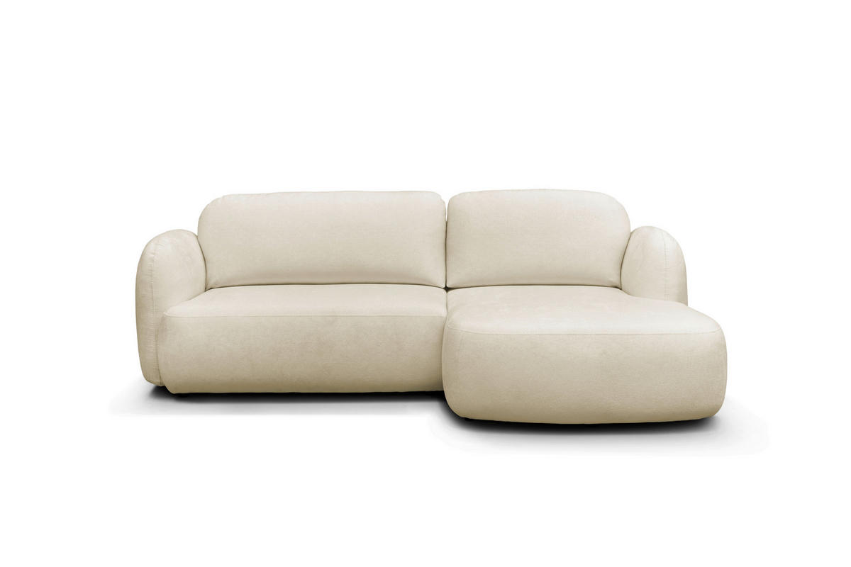 ECKSOFA VELU Creme Chenille  - Creme/Schwarz, Design, Textil (270cm) - MID.YOU