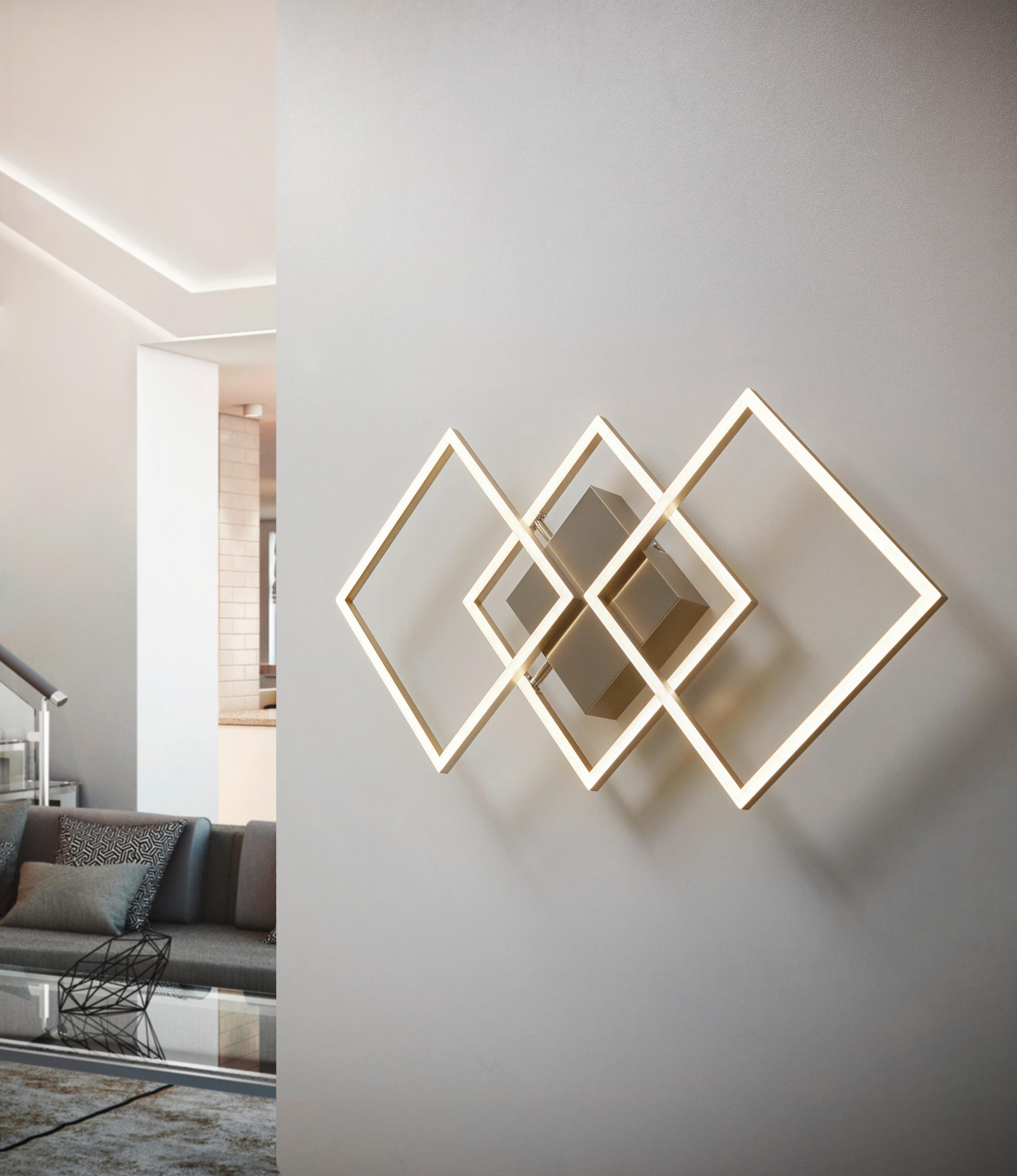 LED-DECKENLEUCHTE 75,5/37/6 cm   - Nickelfarben, Trend, Kunststoff/Metall (75,5/37/6cm) - Novel