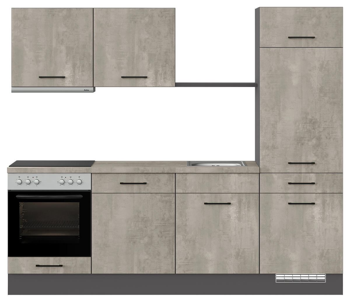 KÜCHENBLOCK 240 cm   in Graphitfarben, Grau  - Schwarz/Graphitfarben, Trend, Holzwerkstoff/Metall (240cm) - Impuls