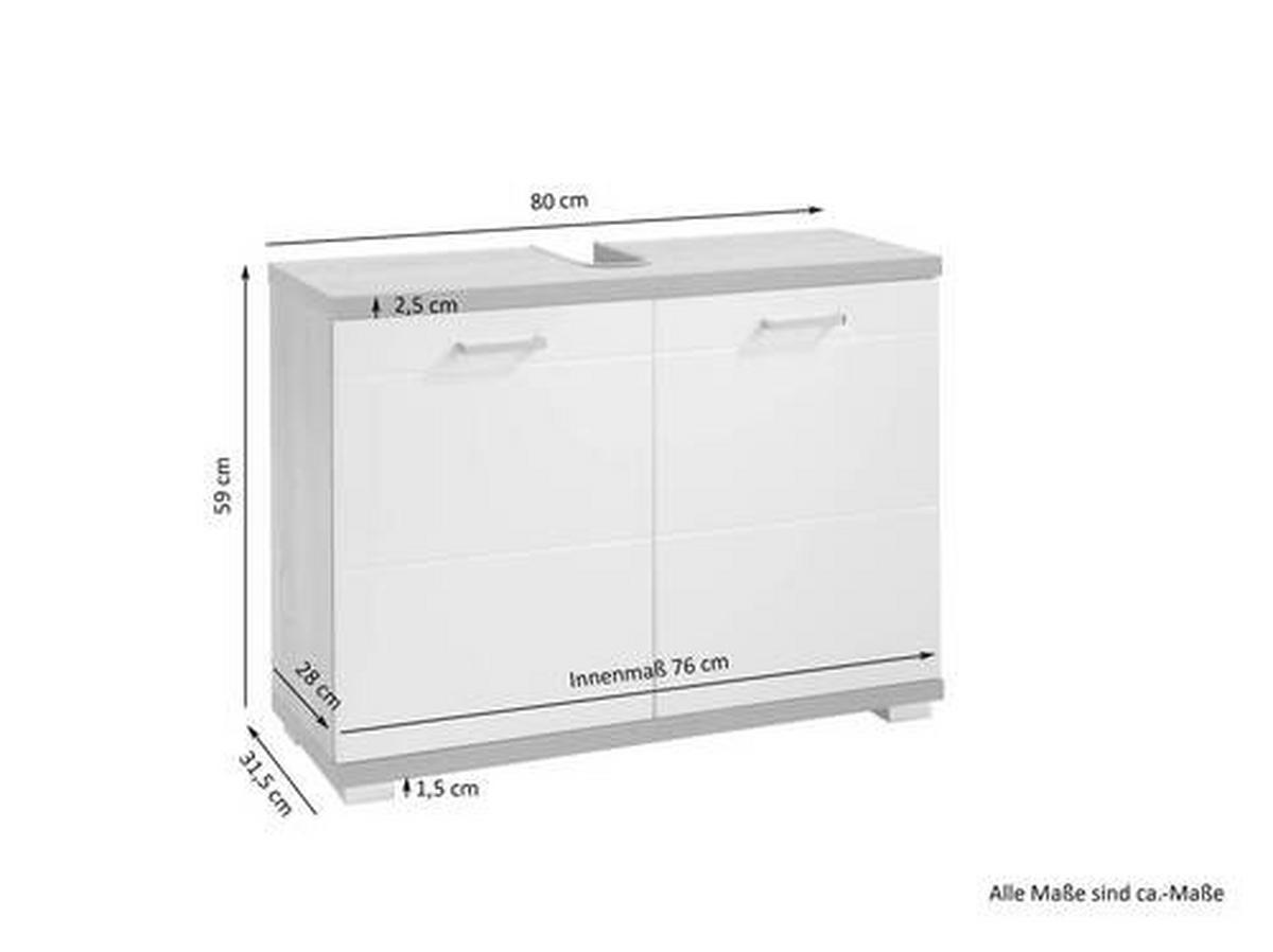 WASCHBECKENUNTERSCHRANK 80/59/31,5 cm  - Chromfarben/Sonoma Eiche, LIFESTYLE, Holzwerkstoff/Kunststoff (80/59/31,5cm) - MID.YOU