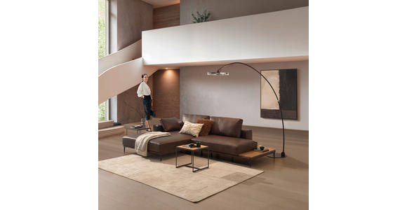 ECKSOFA in Echtleder Dunkelbraun 201/304 cm - Dunkelbraun/Schwarz, Design, Leder/Metall (201/304cm) - Emilio Belluti