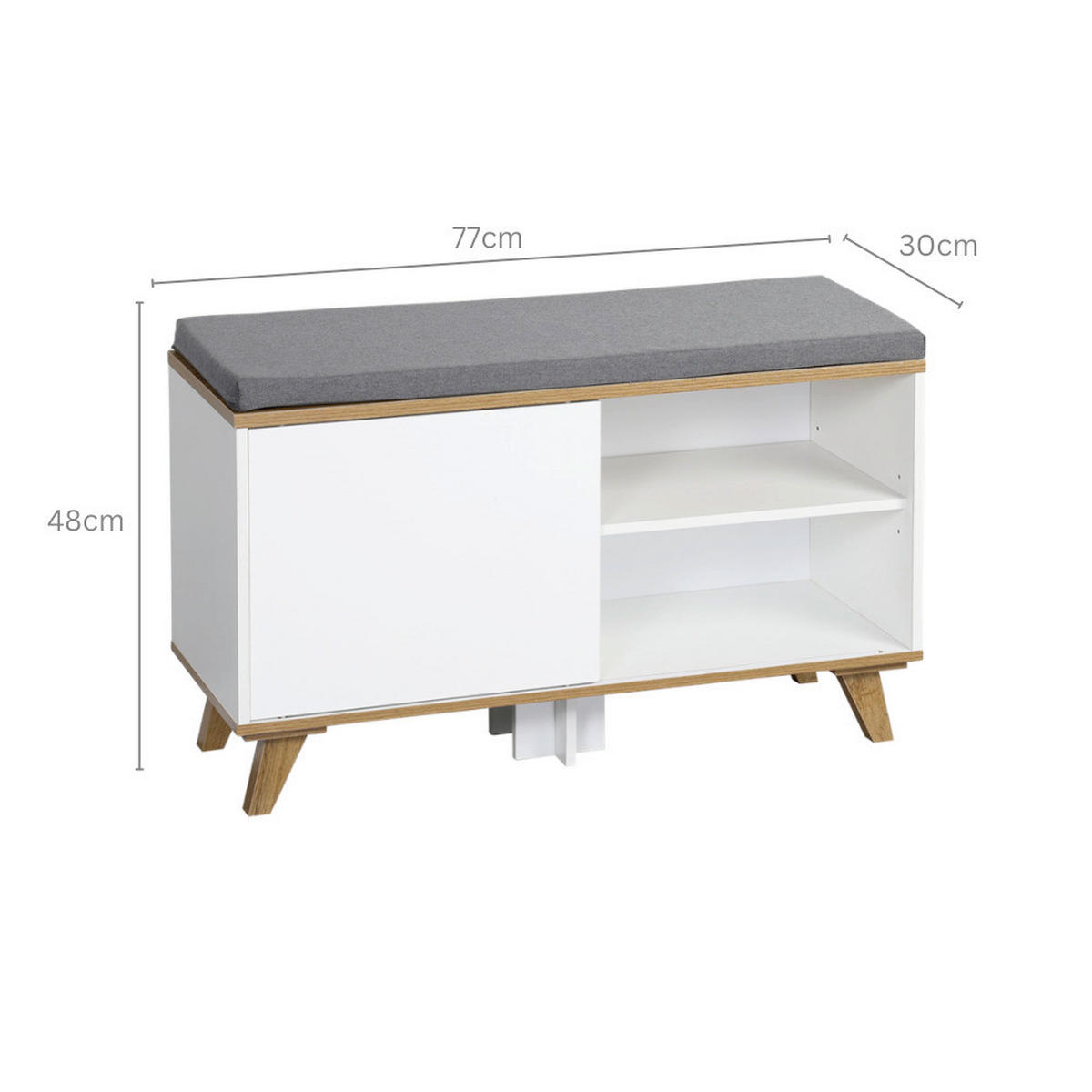 SCHUHSCHRANK  in 77/48/30 cm  - Braun/Weiß, Design, Holzwerkstoff/Textil (77/48/30cm) - Kesper