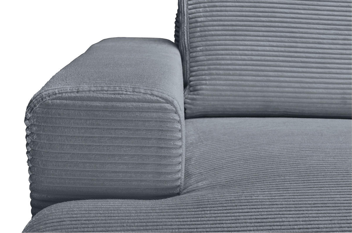 ECKSOFA Dunkelgrau Cord  - Dunkelgrau/Schwarz, KONVENTIONELL, Textil/Metall (150/240cm) - Carryhome