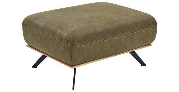 HOCKER Mikrofaser Grün - Beige/Schwarz, Design, Textil/Metall (90/45/68cm) - Voleo