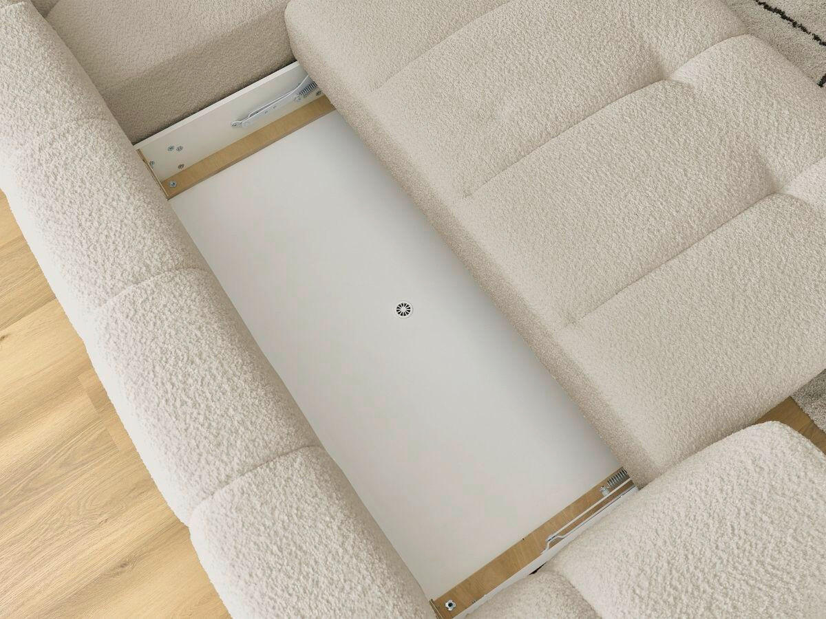 ECKSCHLAFSOFA EVEREST Bouclé Beige  inkl. Rückenkissen, Schlaffunktion  - Beige/Schwarz, MODERN, Kunststoff/Textil (282/204cm)