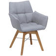 ARMLEHNSTUHL in Holz, Textil Hellgrau, Wildeiche  - Wildeiche/Hellgrau, Design, Holz/Textil (61/87/63cm) - Waldwelt