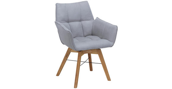ARMLEHNSTUHL in Holz, Textil Hellgrau, Wildeiche  - Wildeiche/Hellgrau, Design, Holz/Textil (61/87/63cm) - Waldwelt