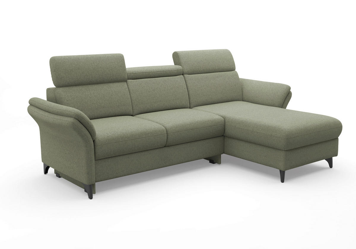 ECKSOFA GLENDALE E in Flachgewebe Olivgrün  253/166 cm  - Schwarz/Olivgrün, KONVENTIONELL, Textil/Metall (253/166cm) - Sit & More