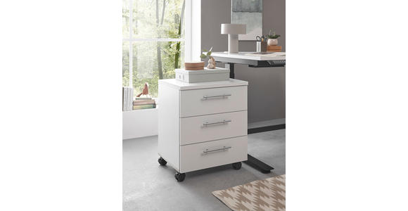 ROLLCONTAINER Weiß  - Silberfarben/Weiß, MODERN, Holzwerkstoff/Kunststoff (40/56/39cm) - Carryhome