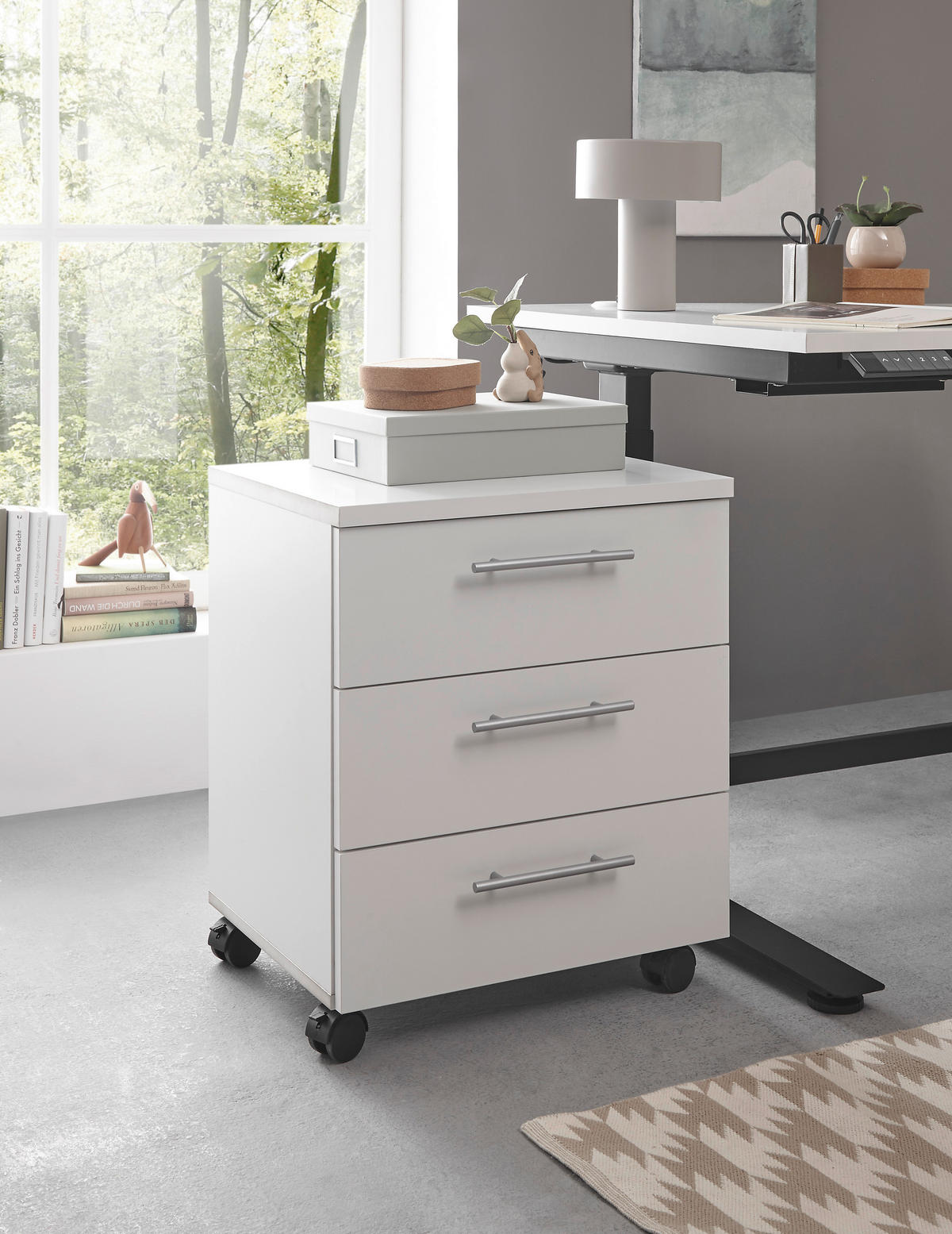 ROLLCONTAINER Weiß  - Silberfarben/Weiß, MODERN, Holzwerkstoff/Kunststoff (40/56/39cm) - Carryhome