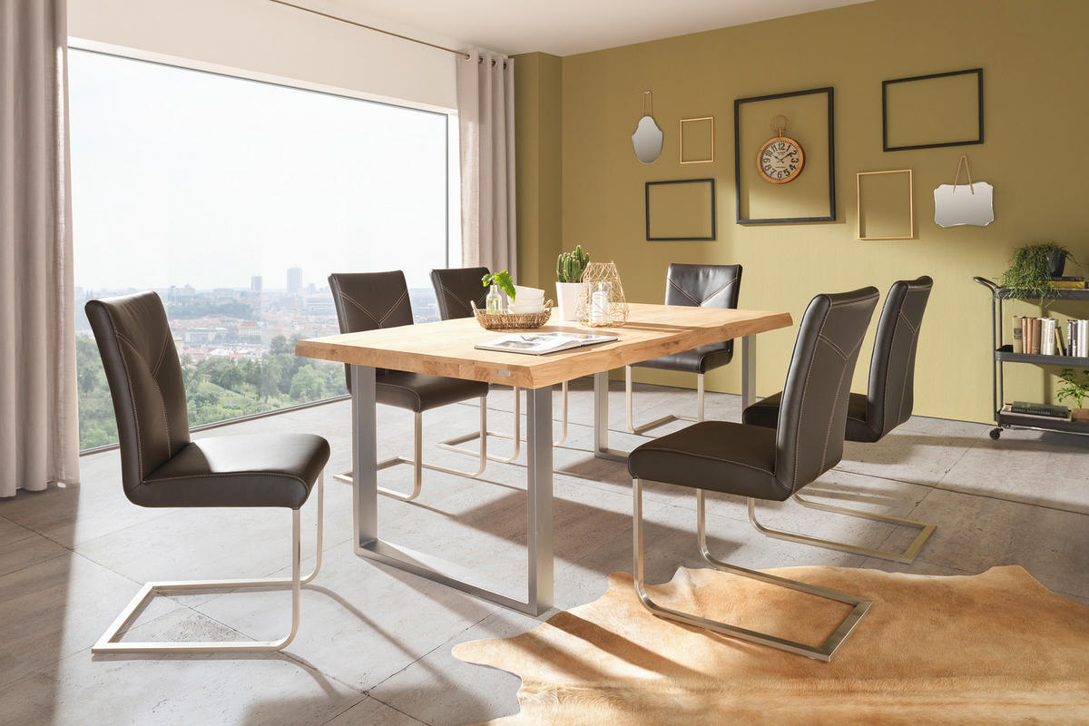 TISCHGESTELL Edelstahlfarben  - Edelstahlfarben, Design, Metall (78/7,5/72cm) - Valdera