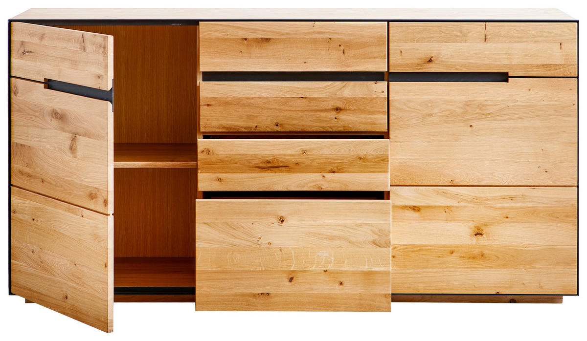 ŠIROKÁ KOMODA, divoký dub, farba duba, 165/85/42 cm - farba duba/antracitová, Konventionell, kov/drevo (165/85/42cm) - Linea Natura