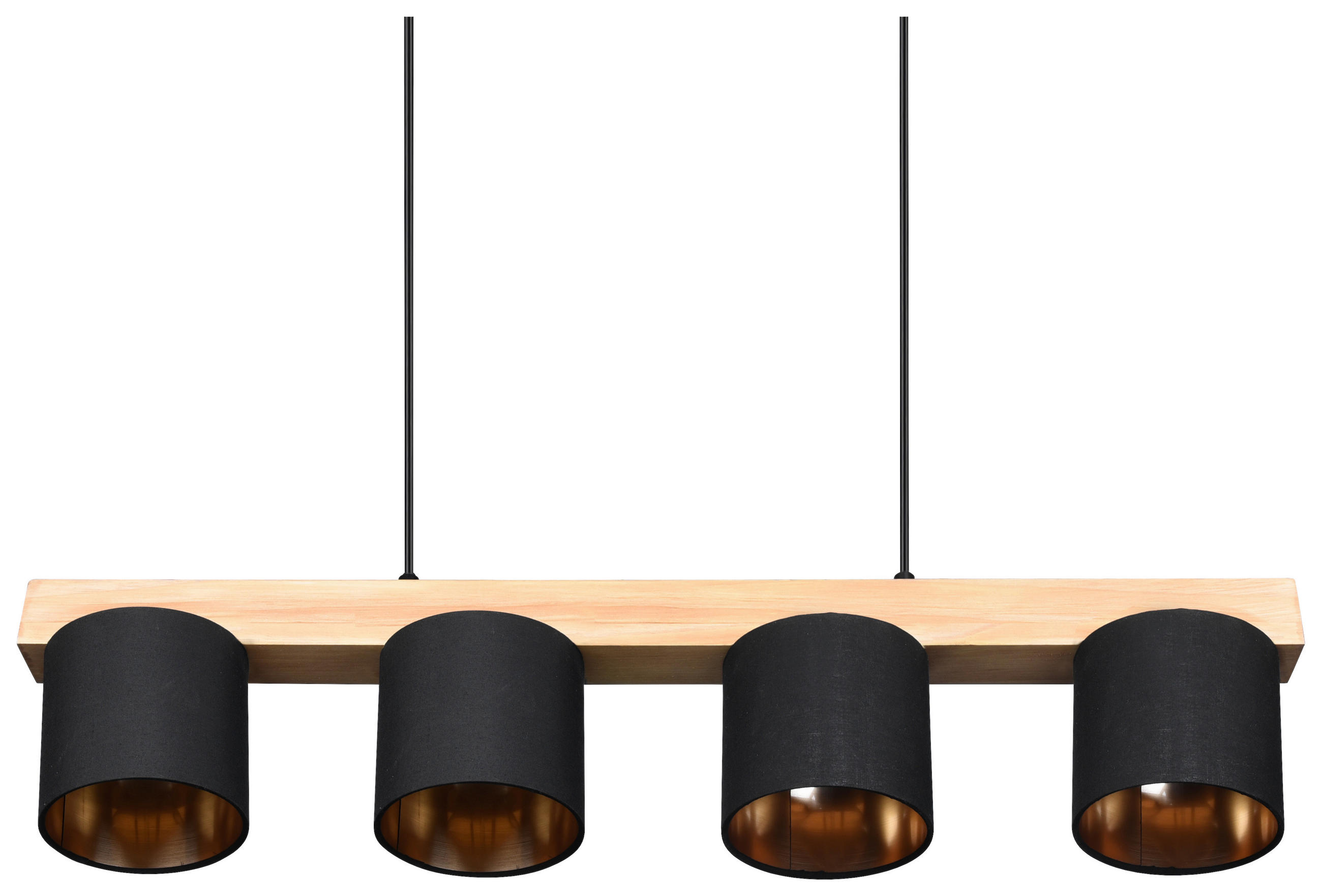 Thumbnail - P & B Hängeleuchte, Braun, Schwarz, Gold, Holz, Textil, 75x150x12 cm, Lampen & Leuchten, Innenbeleuchtung, Hängelampen, ...