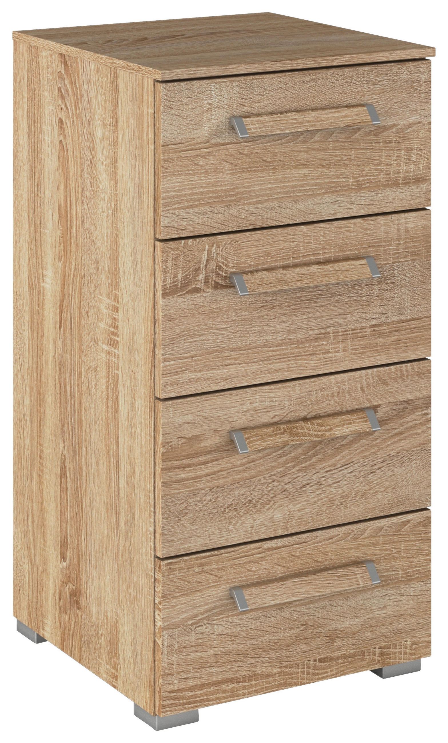 KOMMODE - Silberfarben/Sonoma Eiche, Design, Holzwerkstoff/Kunststoff (40/81/42cm) - Novel