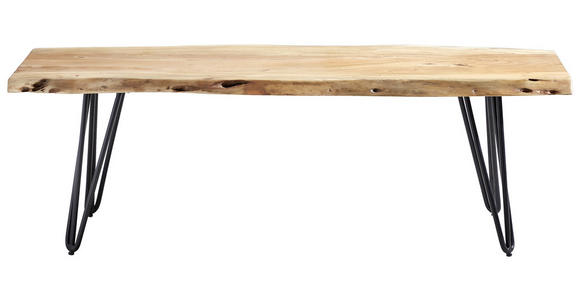 SITZBANK 140/46/35 cm Schwarz, Akaziefarben Akazie massiv  - Schwarz/Akaziefarben, Design, Holz/Metall (140/46/35cm) - Landscape