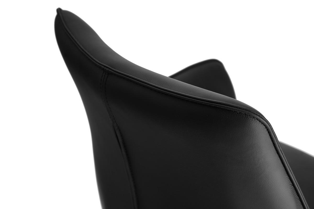 ARMLEHNSTUHL  Sitzfläche 360° drehbar, inklusive Armlehnen, automatische Rückholfunktion  Echtleder  Schwarz  - Schwarz, Design, Leder/Metall (59/87/62cm) - Novel