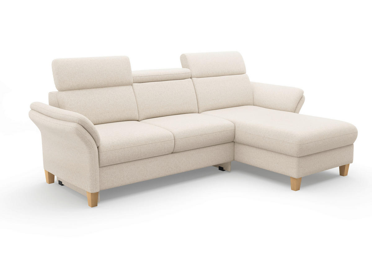 ECKSOFA GLENDALE E Creme Flachgewebe  - Eichefarben/Creme, KONVENTIONELL, Holz/Textil (253/166cm) - Sit & More