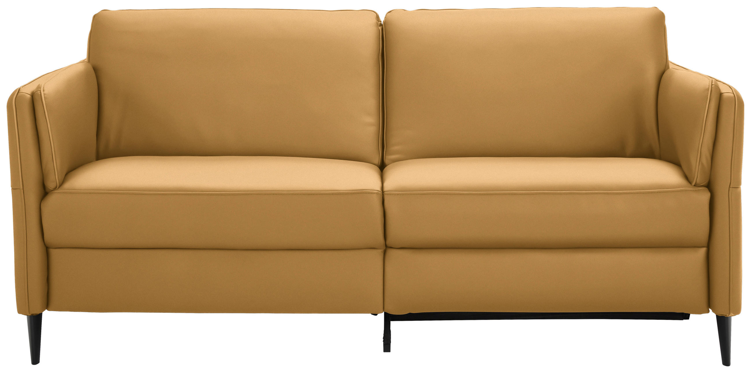 3-SITZER-SOFA in Leder Senfgelb  - Senfgelb/Schwarz, Design, Leder/Metall (190/84/99cm) - Dieter Knoll