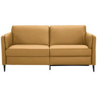 3-SITZER-SOFA in Echtleder Senfgelb  - Senfgelb/Schwarz, Design, Leder/Metall (190/84/99cm) - Dieter Knoll