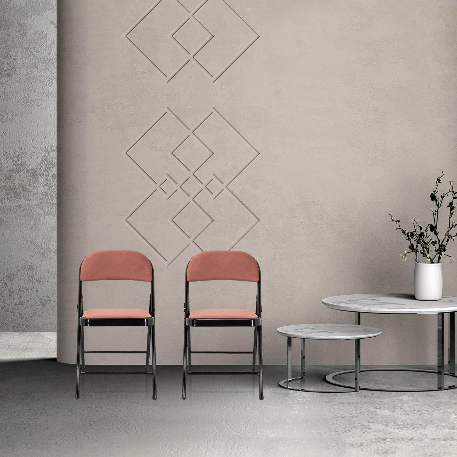 FÄLLSTOL i metall, textil rosa, svart  - svart/rosa, Basics, metall/textil (44/80/49cm) - MID.YOU