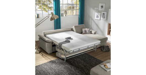 ECKSOFA in Flachgewebe Graubraun - Chromfarben/Graubraun, KONVENTIONELL, Textil/Metall (285/176cm) - Novel