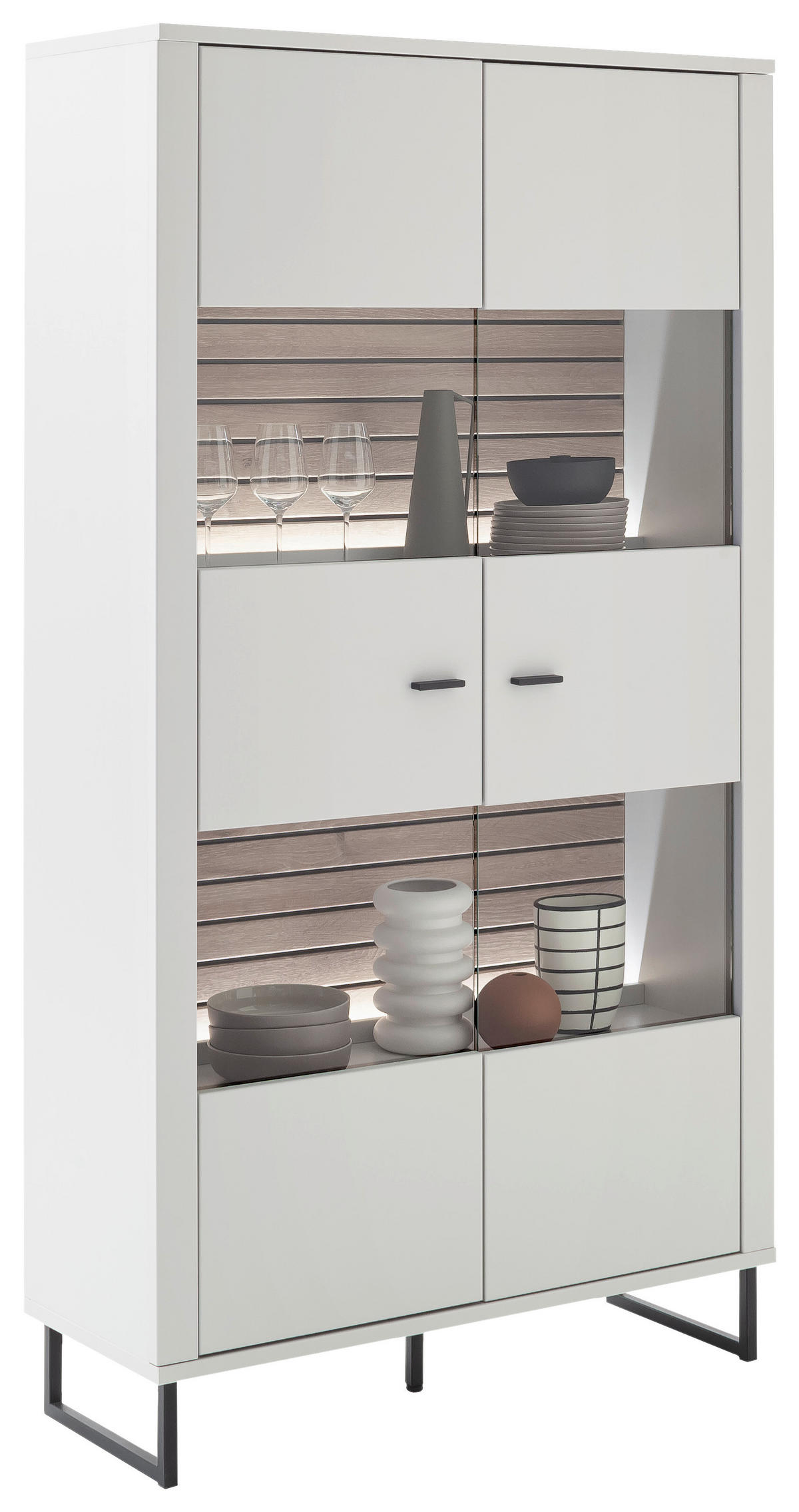VITRINE Weiss, Eichefarben  100/185/37 cm  - Weiss/Eichefarben, Design, Glas/Holzwerkstoff (100/185/37cm) - Stylife