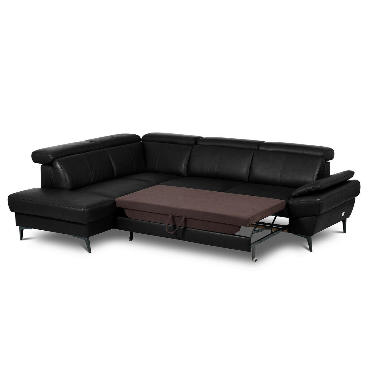 ECKSOFA  in Lederlook Echtleder Schwarz  - Schwarz, Design, Leder/Textil (211/264cm) - Livetastic