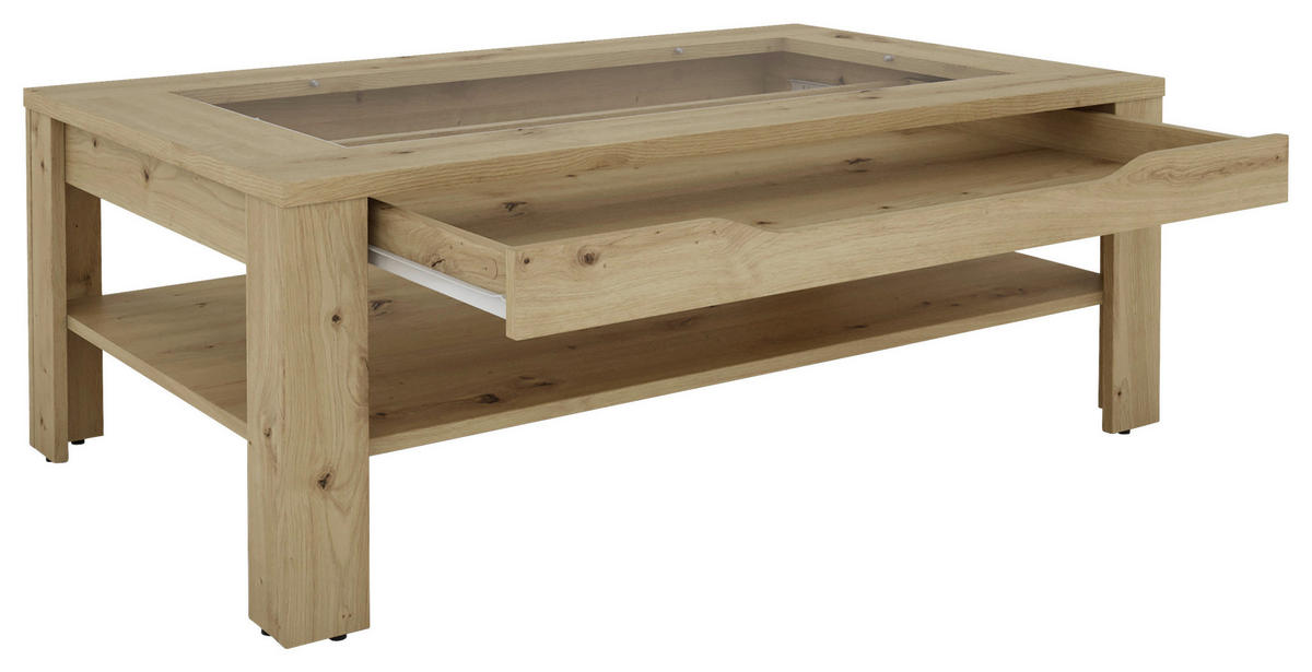 COUCHTISCH in Holzwerkstoff, Glas 110/43/67 cm  - Eiche Artisan, Basics, Glas/Holzwerkstoff (110/43/67cm) - MID.YOU