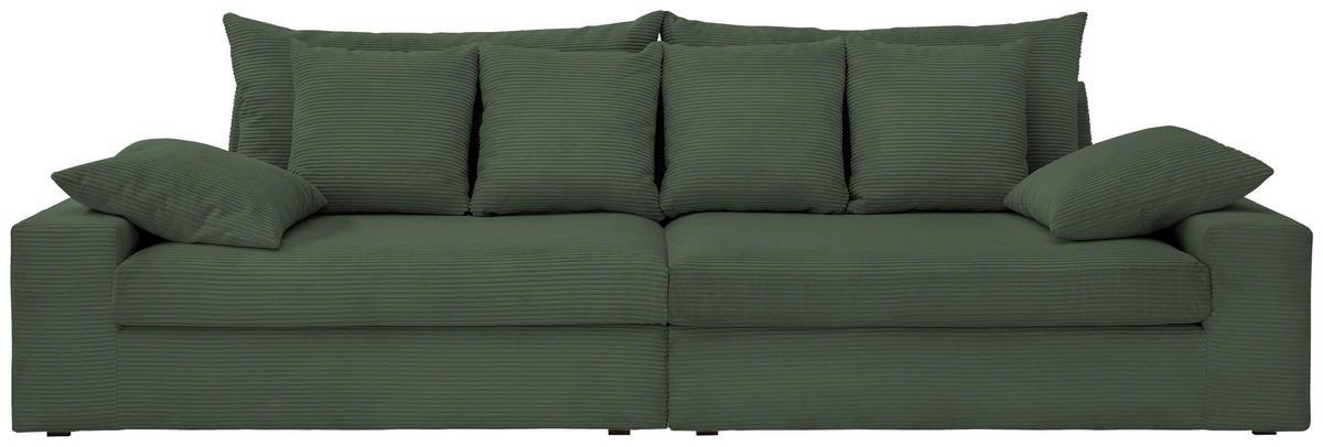 VIERSITZER-SOFA in Cord Grün  - Schwarz/Grün, Modern, Kunststoff/Textil (308/80/140cm) - Livetastic