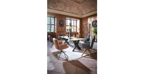 ARMLEHNSTUHL  in beflockt  - Anthrazit/Haselnussfarben, Design, Textil/Metall (70/89/68cm) - Dieter Knoll