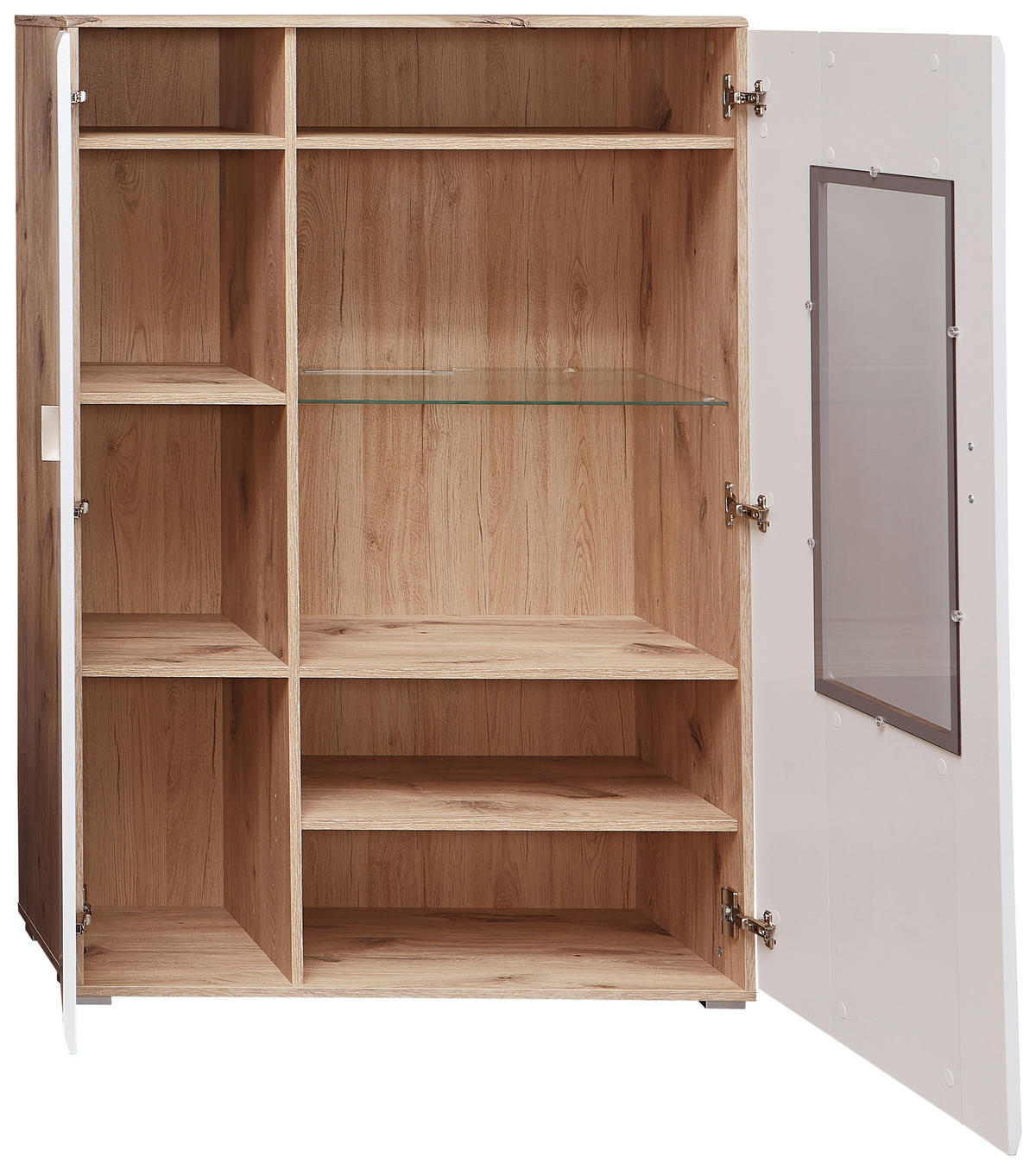 HIGHBOARD  in 95/140/42 cm  - Eichefarben/Silberfarben, KONVENTIONELL, Glas/Holzwerkstoff (95/140/42cm) - Xora