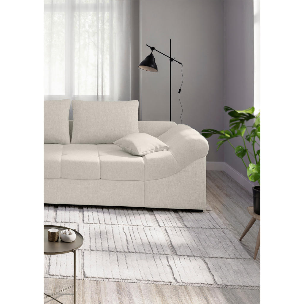Thumbnail - Mid.you Eckschlafsofa Alvito, Weiß, Textil, Buche, Uni, 4-Sitzer, Füllung: Schaumstoff, 298x202 cm, Made in EU, Liegefun...
