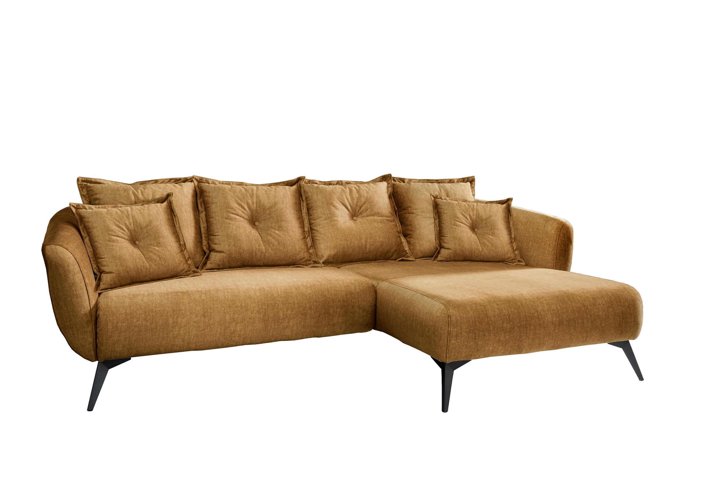 ECKSOFA Gelb Velours  - Gelb/Schwarz, MODERN, Holz/Textil (277/162cm) - Livetastic