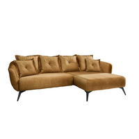 ECKSOFA in Velours Gelb  277/162 cm  - Gelb/Schwarz, MODERN, Holz/Textil (277/162cm) - Livetastic