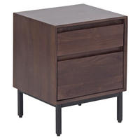 ÉJJELISZEKRÉNY keményfa mangófa diószínű  - fekete/diószínű, Modern, fa/fém (40/50/35cm) - MID.YOU