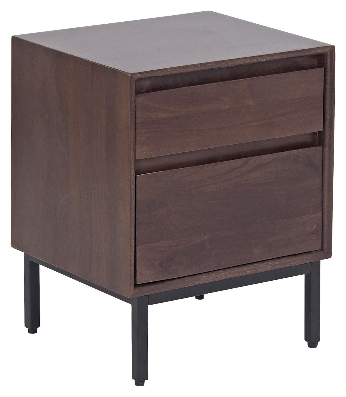 ÉJJELISZEKRÉNY keményfa mangófa diószínű  - fekete/diószínű, Modern, fa/fém (40/50/35cm) - MID.YOU