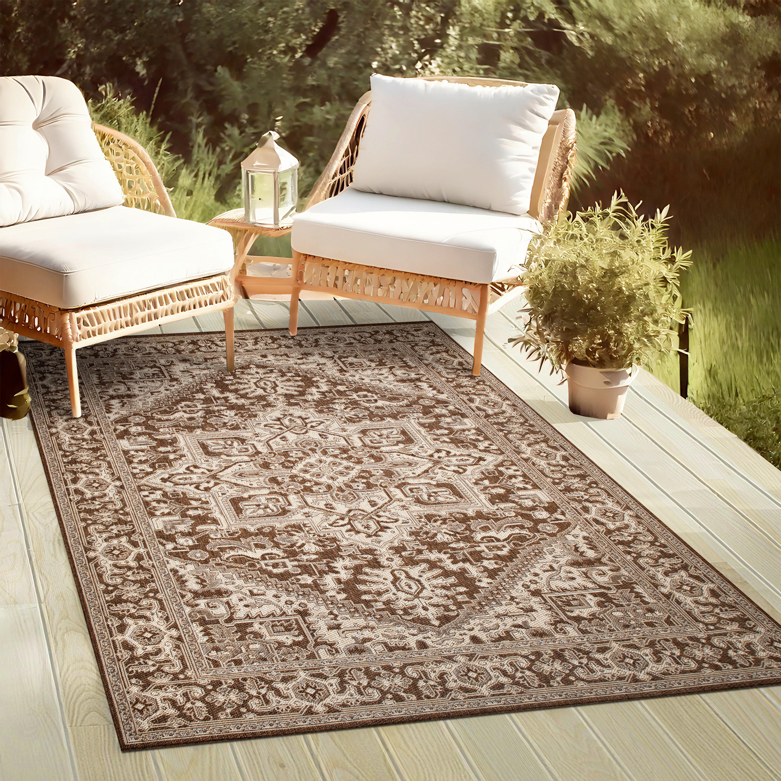 OUTDOORTEPPICH 80/150 cm Plutus Braun, Sandfarben  - Sandfarben/Braun, Design, Kunststoff (80/150cm) - Novel