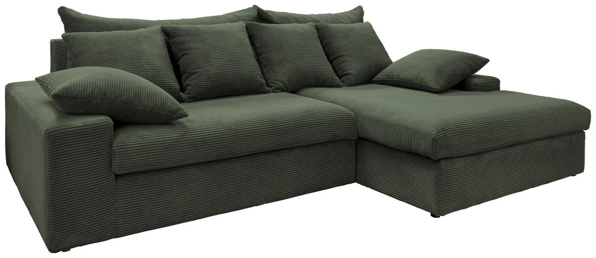 ECKSOFA Grün Cord  - Schwarz/Grün, MODERN, Kunststoff/Textil (278/200cm) - Livetastic