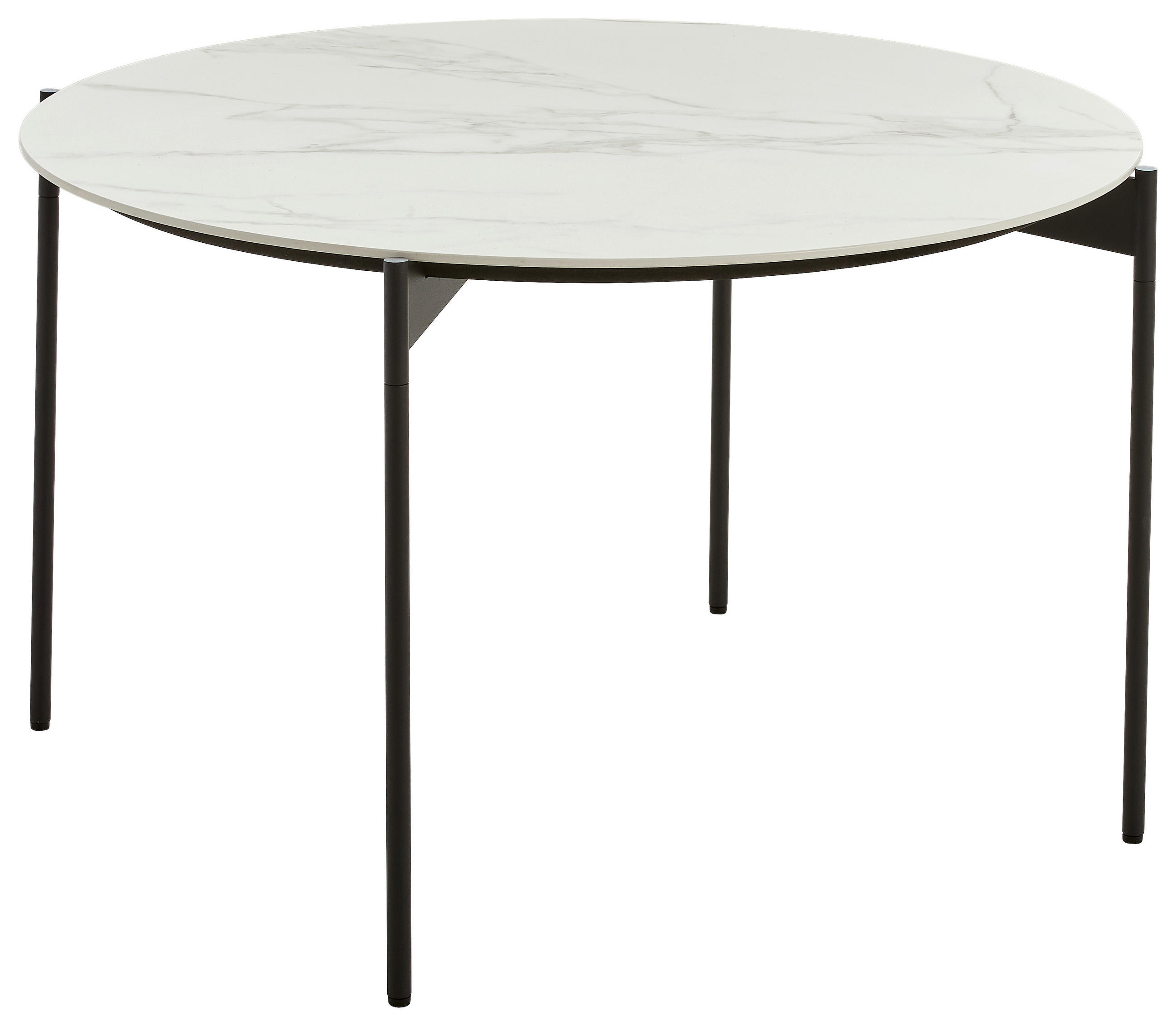 COUCHTISCH in Metall, Keramik 83/83/42 cm  - Weiss/Schwarz, Design, Keramik/Metall (83/83/42cm) - Venjakob