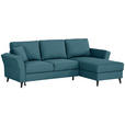 ECKSOFA in Velours Petrol  - Petrol/Schwarz, KONVENTIONELL, Holz/Textil (244/159cm) - Carryhome