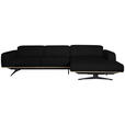 ECKSOFA in Echtleder Schwarz 305/163 cm - Eichefarben/Schwarz, Design, Leder/Holz (305/163cm) - Novel