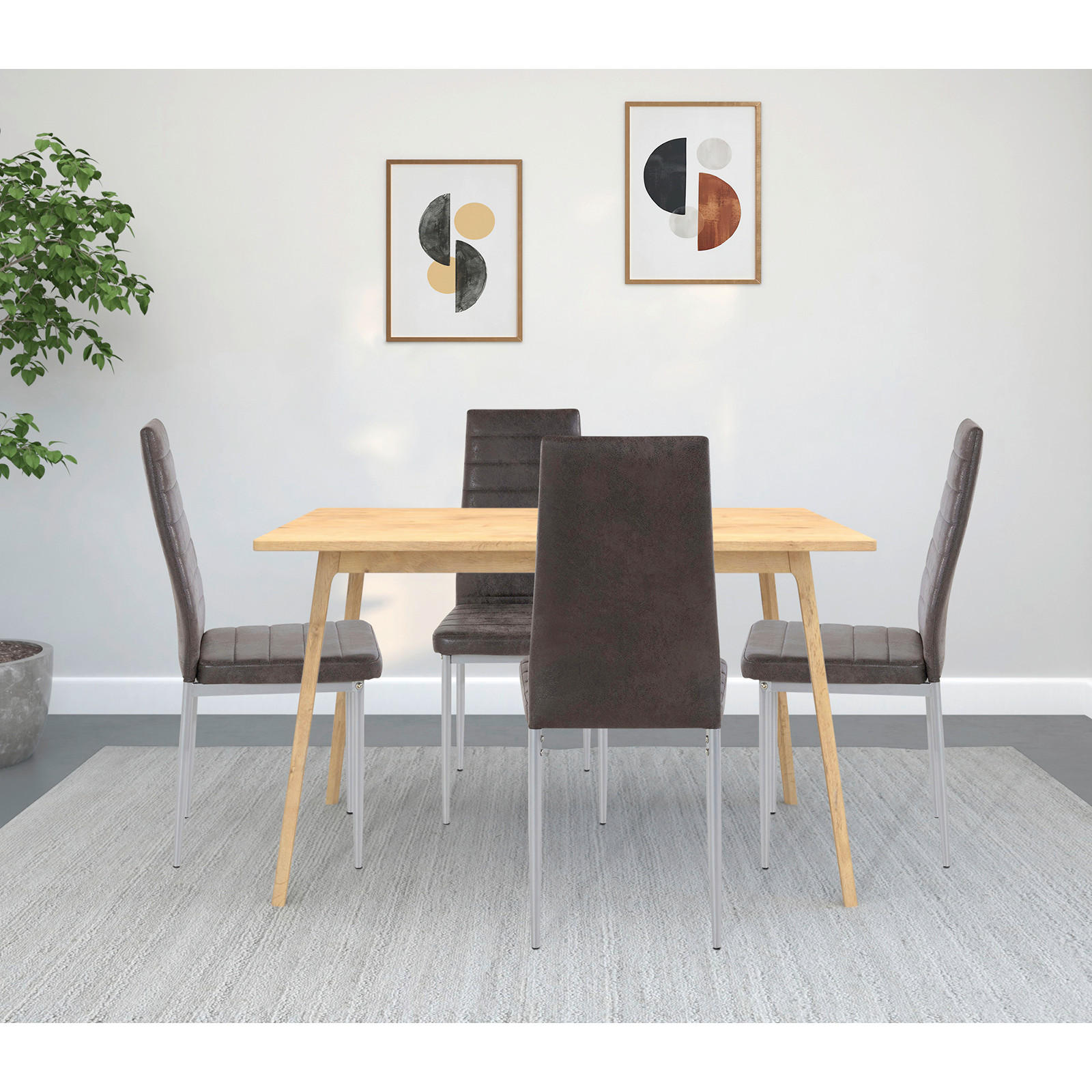 STUHL-SET Mikrofaser Dunkelgrau  - Dunkelgrau/Grau, Design, Textil/Metall (42/98/53cm) - MID.YOU