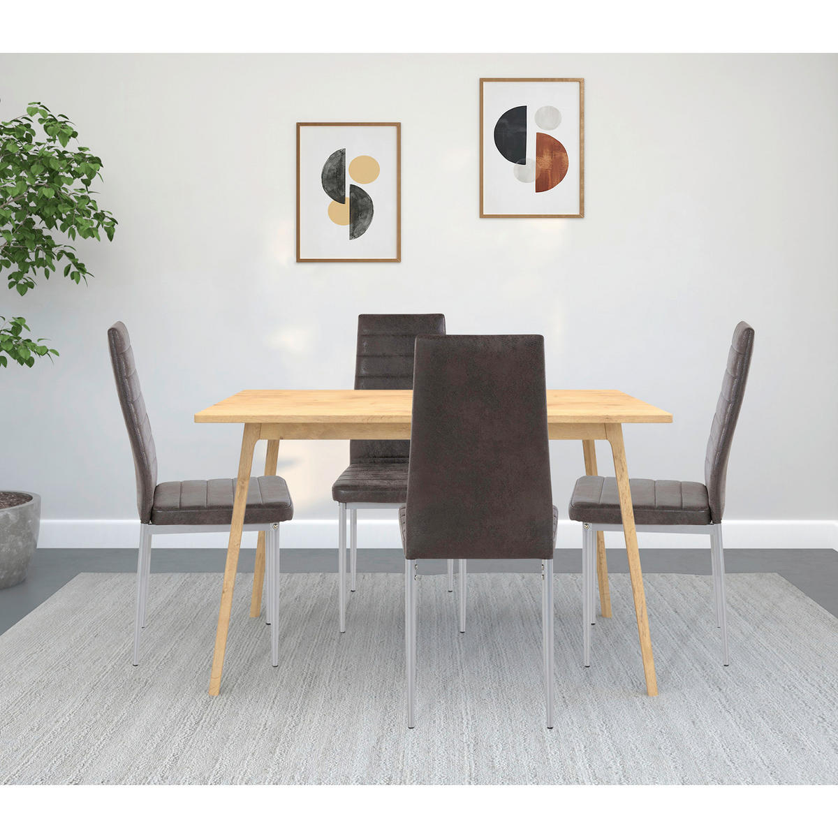 STUHL-SET Mikrofaser Dunkelgrau  - Dunkelgrau/Grau, Design, Textil/Metall (42/98/53cm) - MID.YOU