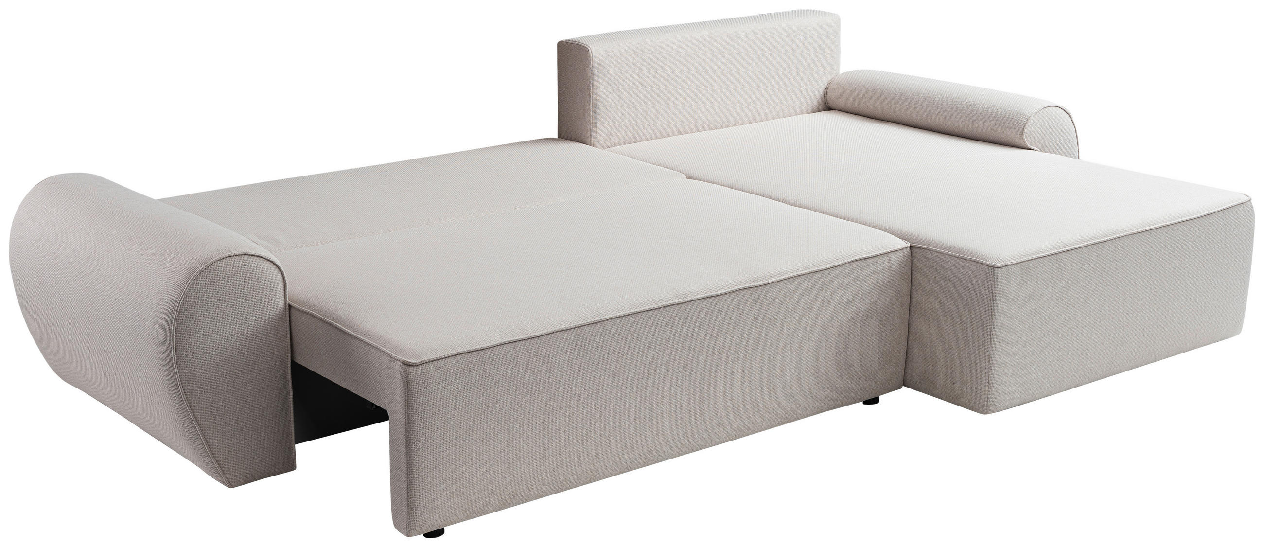 Thumbnail - Carryhome Ecksofa, Creme, Textil, 4-Sitzer, Füllung: Schaumstoffflocken, Ottomane rechts, seitenverkehrt montierbar, L-F...