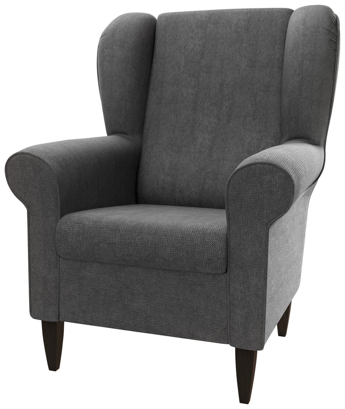 OHRENSESSEL Chenille Dunkelgrau  - Wengefarben/Dunkelgrau, Konventionell, Holz/Textil (80/102/86cm) - Livetastic