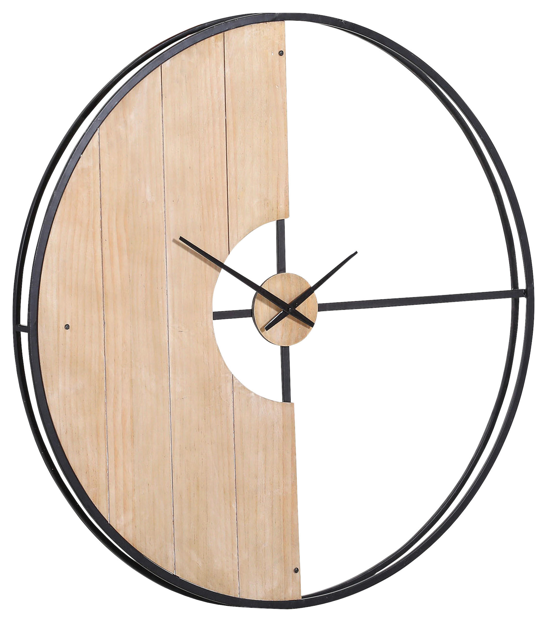 XXXLutz Wanduhr Natur, Schwarz 5 cm