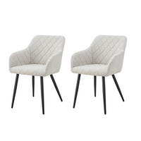 STUHL-SET 2 Stück  in Webstoff  - Creme/Schwarz, MODERN, Textil/Metall (56/83/60cm) - MID.YOU